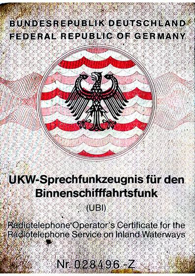 UKW-Sprechfunkzeugnis fuer den Binnenschifffahrtsfunk UBI